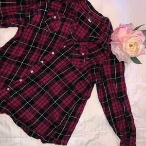 Long sleeve dark pink flannel